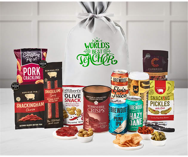 Great Teacher Essential Pub Session Snacks Gift with Brewdog Beer Selection