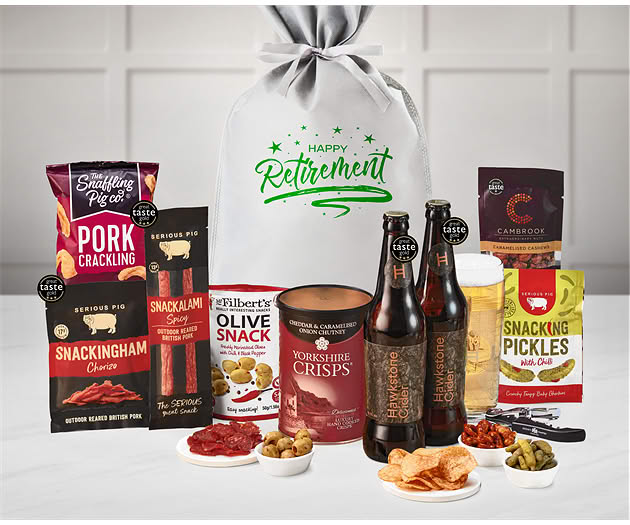 Retirement Essential Pub Session Snacks Gift with Hawkstone Ciders