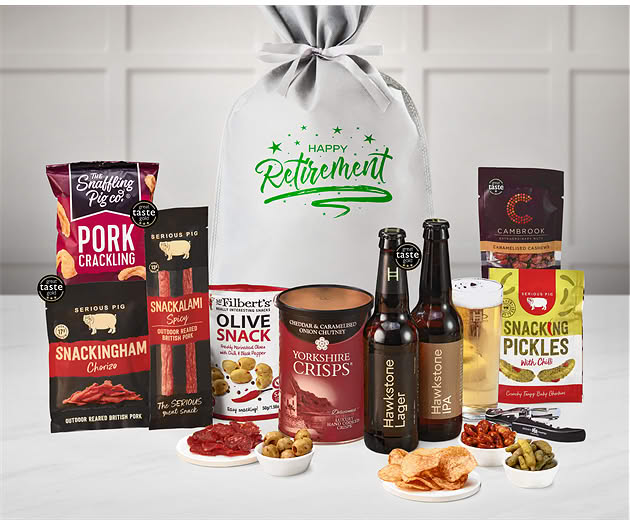 Retirement Essential Pub Session Snacks Gift with Hawkstone Beer Selection
