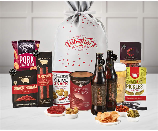 Valentine's Day Essential Pub Session Snacks Gift with Hawkstone Ciders
