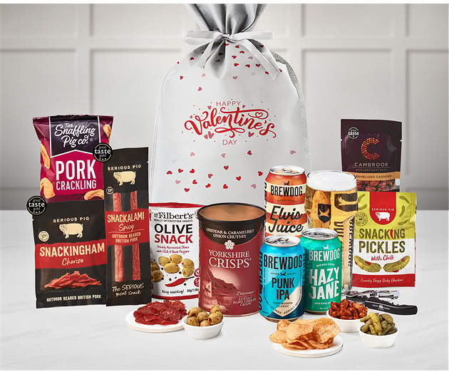 Valentine's Day Essential Pub Session Snacks Gift with Brewdog Beer Selection