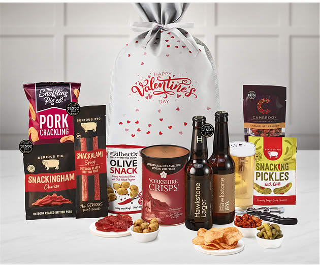 Valentine's Day Essential Pub Session Snacks Gift with Hawkstone Beer Selection