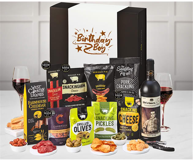 Birthday For Him Pub Night Experience Box with Red Wine