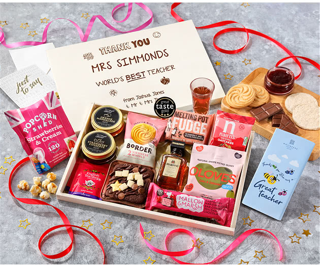 Great Teacher Pink Treats Letterbox Hamper With Disaronno Liqueur