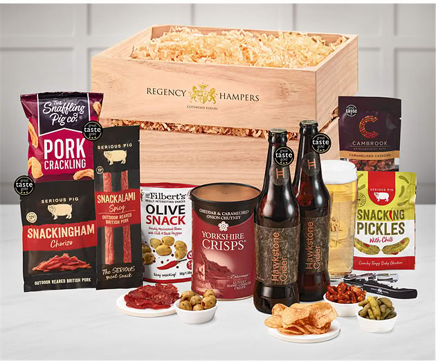 Essential Pub Session Snacks Crate with Hawkstone Ciders