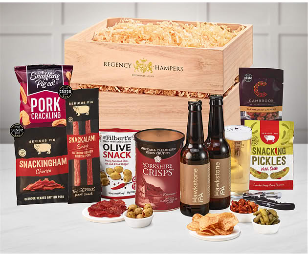 Essential Pub Session Snacks Crate with Hawkstone Ales