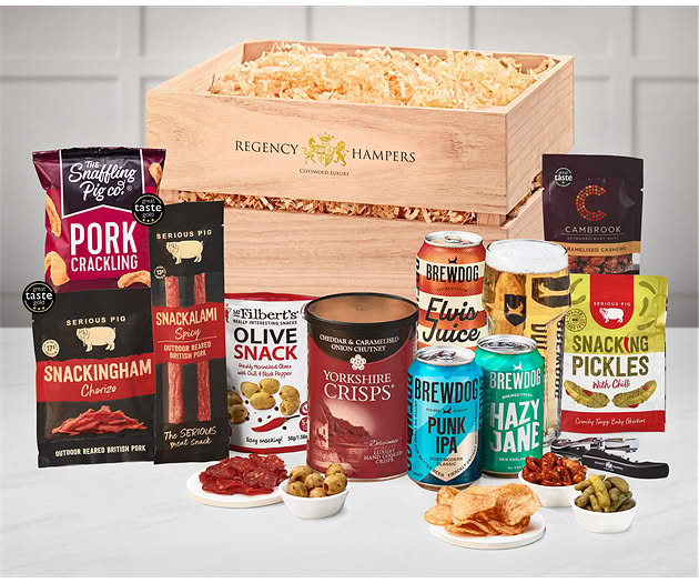 Essential Pub Session Snacks Crate with Brewdog Beer Selection