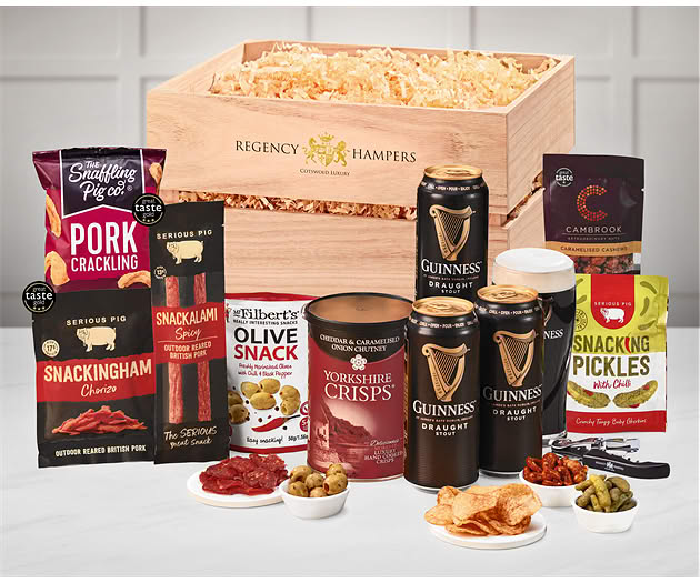 Essential Pub Session Snacks Crate with Guinness