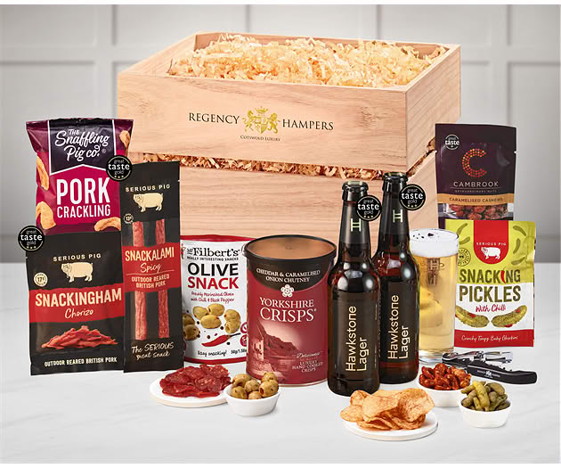 Essential Pub Session Snacks Crate with Hawkstone Lagers