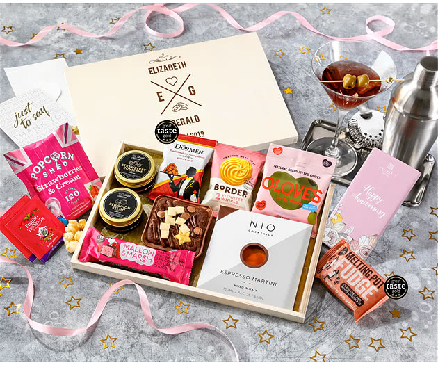 Anniversary & Wedding Anniversary Pink Cocktail Letterbox Hamper With Espresso Martini