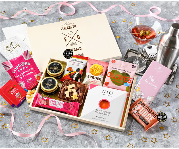 Anniversary Pink Cocktail Letterbox Hamper With Strawberry Margarita