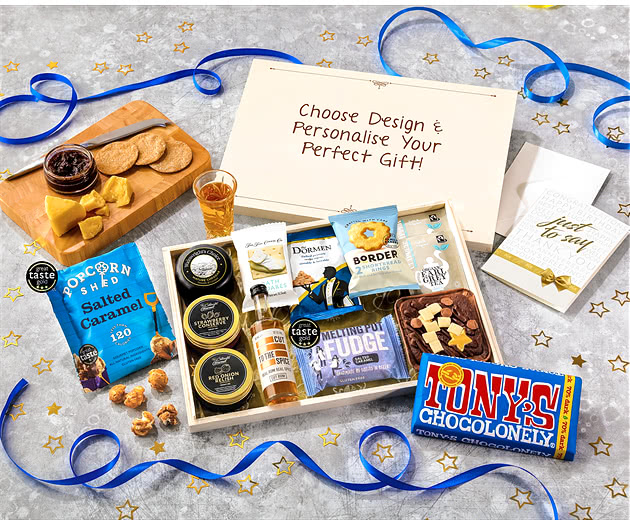 Biscuit, Cheese & Cake Tea Time Letterbox Hamper With Spiced Rum