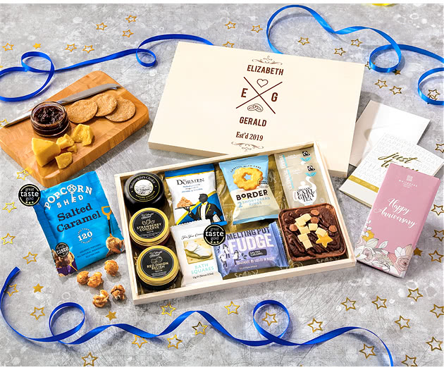 Anniversary Biscuit, Cheese & Cake Tea Time Letterbox Hamper