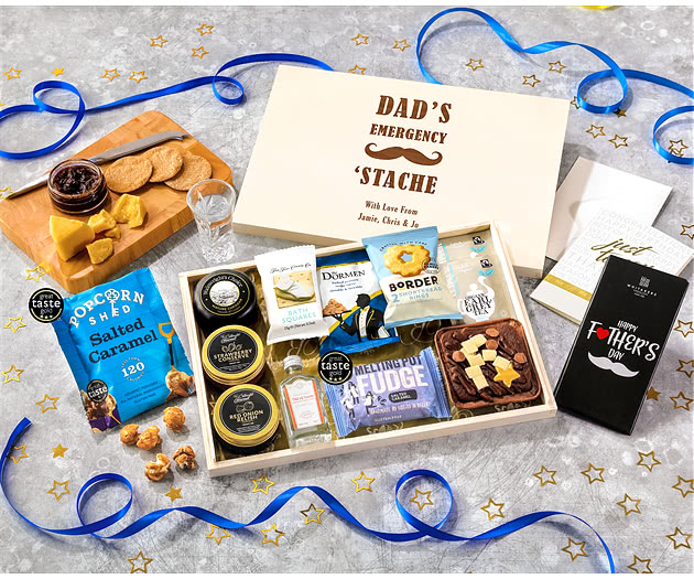 Father's Day Biscuit, Cheese & Cake Tea Time Letterbox Hamper With Cornish Gin