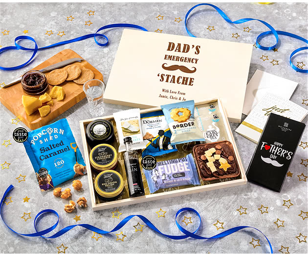 Father's Day Biscuit, Cheese & Cake Tea Time Letterbox Hamper With Williams Gin