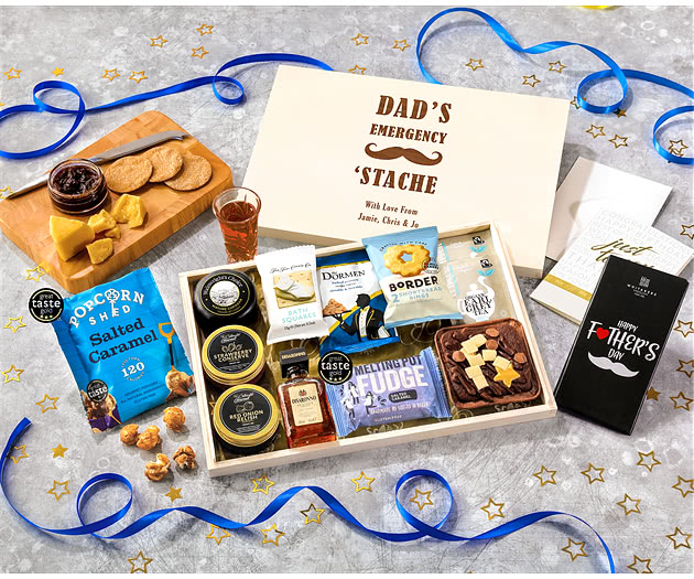 Father's Day Biscuit, Cheese & Cake Tea Time Letterbox Hamper With Disaronno Liqueur