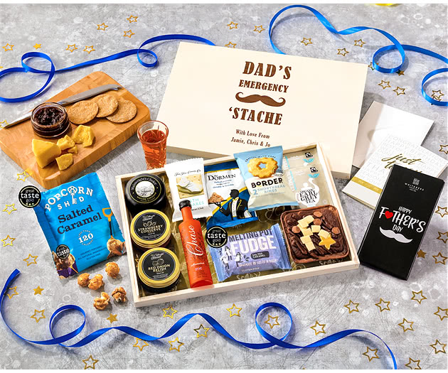 Father's Day Biscuit, Cheese & Cake Tea Time Letterbox Hamper With Marmalade Vodka