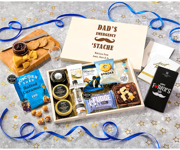 Father's Day Biscuit, Cheese & Cake Tea Time Letterbox Hamper With Chase Vodka
