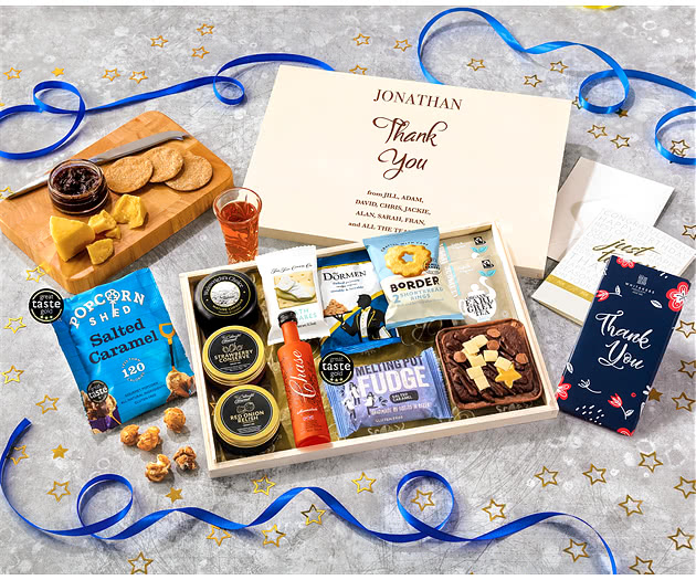 Thank You Biscuit, Cheese & Cake Tea Time Letterbox Hamper With Marmalade Vodka