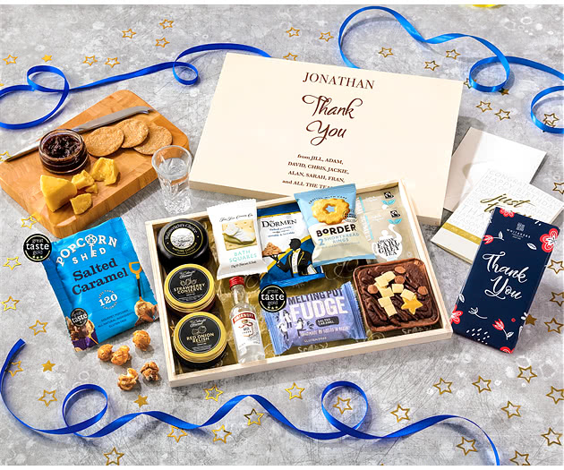 Thank You Biscuit, Cheese & Cake Tea Time Letterbox Hamper With Smirnoff Vodka