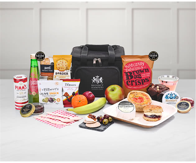 Small Picnic Cream Tea, Scones, Cheese & Fruit Hamper in Cooler Bag With Pimm's & Lemonade