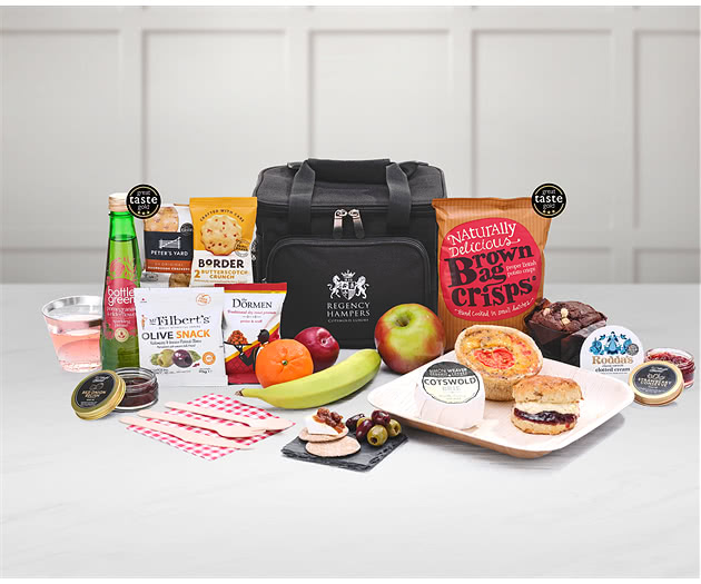Small Picnic Cream Tea, Scones, Cheese & Fruit Hamper in Cooler Bag With Sparkling Pressé
