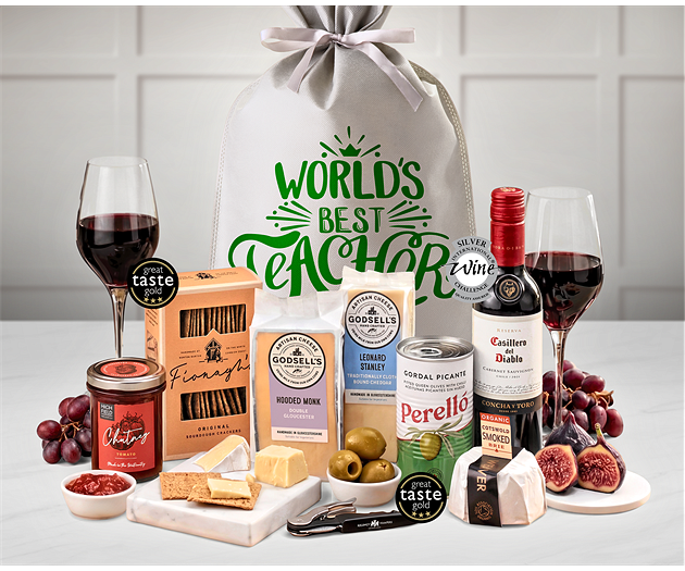 Great Teacher Cotswold Artisan Cheese & Wine Tasting Gift with Red Wine