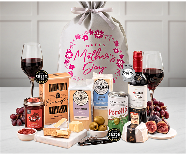 Mother's Day Cotswold Artisan Cheese & Wine Tasting Gift with Red Wine
