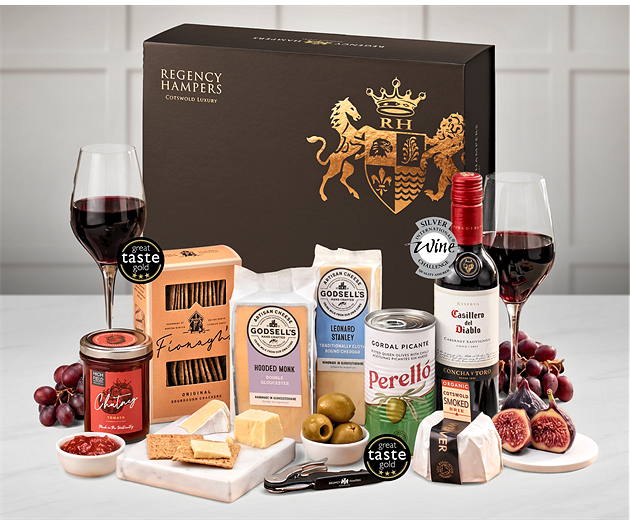 Cotswold Artisan Cheese & Wine Tasting Box with Red Wine