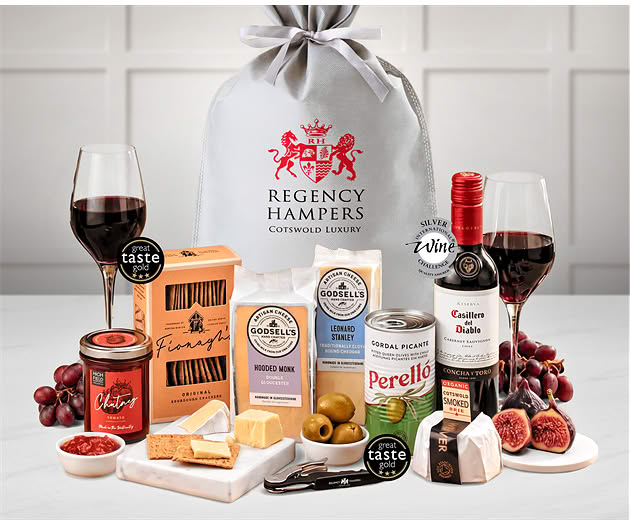 Cotswold Artisan Cheese & Wine Tasting Gift with Red Wine
