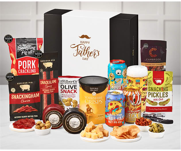 Father's Day Cheese & Pub Snacks Box with Beavertown Ales