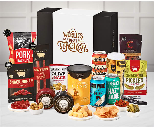 Great Teacher Cheese & Pub Snacks Box with Brewdog Beer Selection