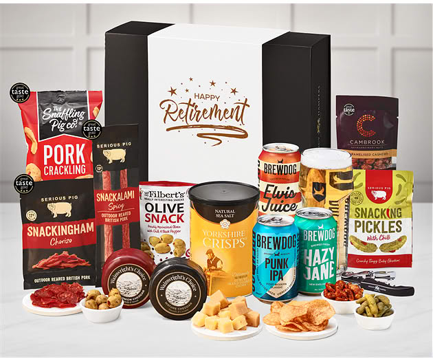 Retirement Cheese & Pub Snacks Box with Brewdog Beer Selection