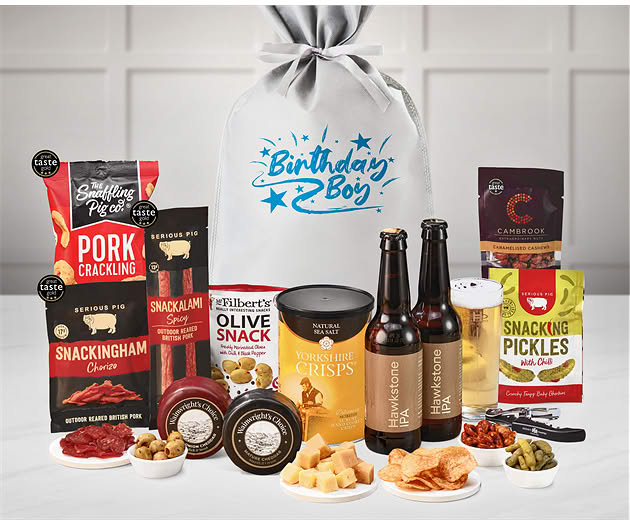 Birthday For Him Cheese & Pub Snacks Gift with Hawkstone Ales