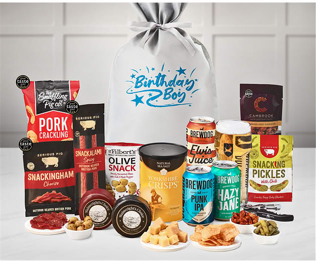 Birthday For Him Cheese & Pub Snacks Gift with Brewdog Beer Selection