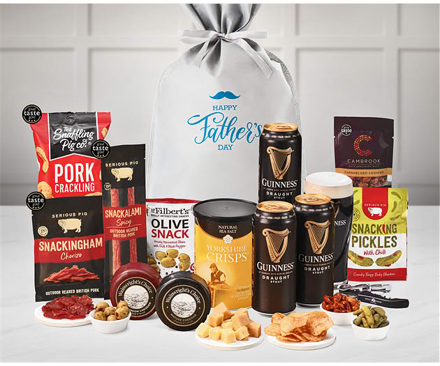 Father's Day Cheese & Pub Snacks Gift with Guinness