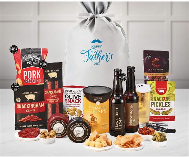 Father's Day Cheese & Pub Snacks Gift with Hawkstone Beer Selection