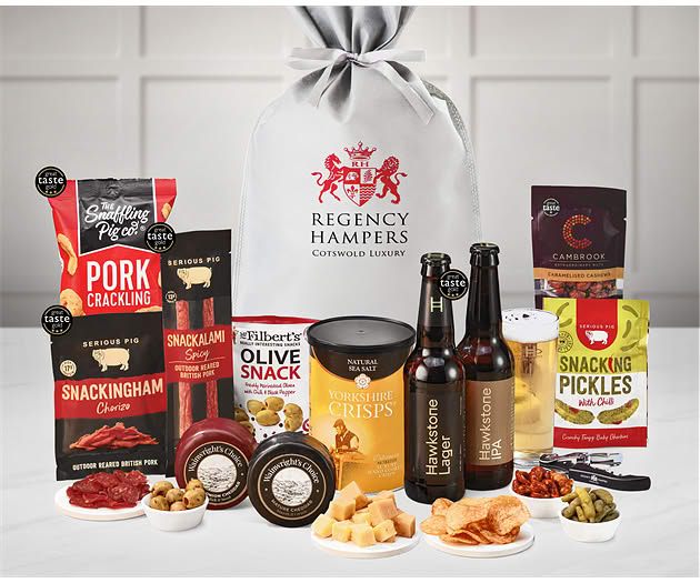 Good Luck Cheese & Pub Snacks Gift with Hawkstone Beer Selection