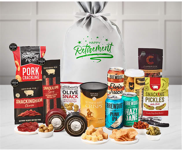 Retirement Cheese & Pub Snacks Gift with Brewdog Beer Selection