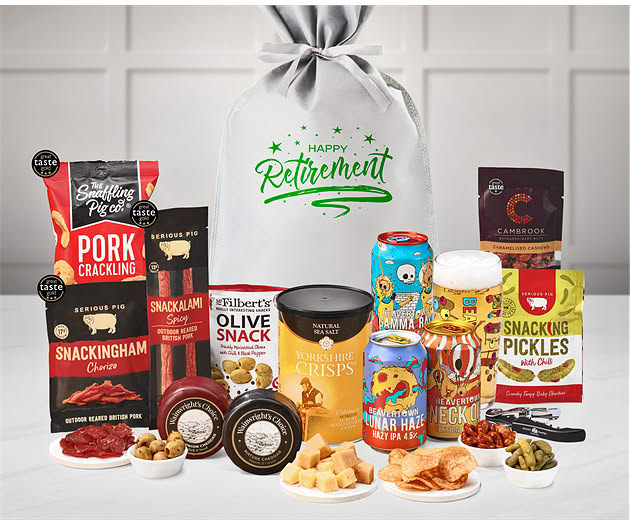 Retirement Cheese & Pub Snacks Gift with Beavertown Ales