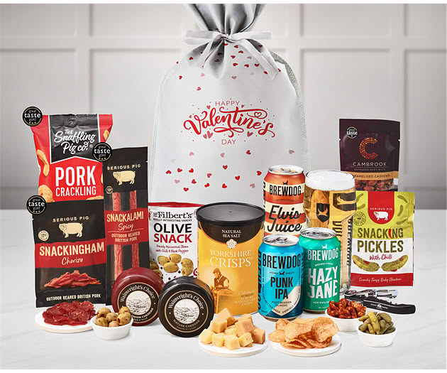 Valentine's Day Cheese & Pub Snacks Gift with Brewdog Beer Selection