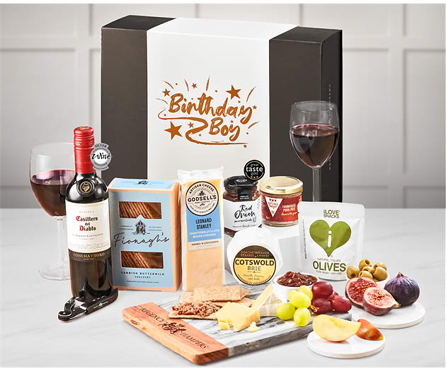 Birthday For Him Essential Wine, Cheese & Pâte´ Box with Red Wine