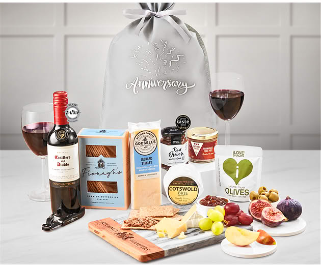 Anniversary & Wedding Anniversary Essential Wine, Cheese & Pâte´ Gift with Red Wine