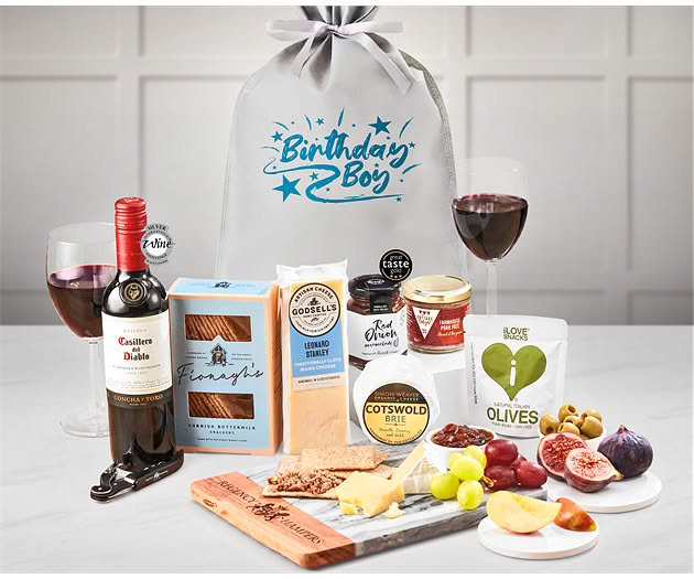 Birthday For Him Essential Wine, Cheese & Pâté Gift with Red Wine