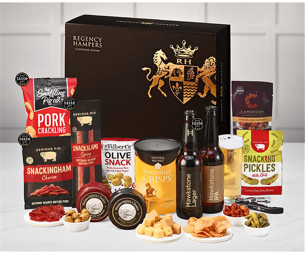 Cheese & Pub Snacks Box with Hawkstone Beer Selection