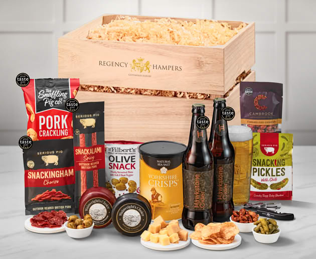 Cheese & Pub Snacks Crate with Hawkstone Ciders