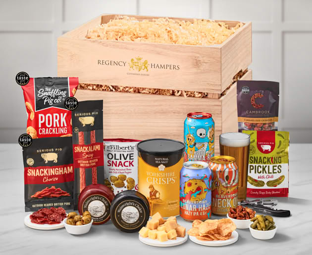 Anniversary & Wedding Cheese & Pub Snacks Crate with Beavertown Ales