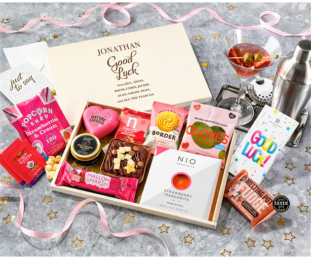 Good Luck Pink Cocktail & Cheese Letterbox Hamper With Strawberry Margarita