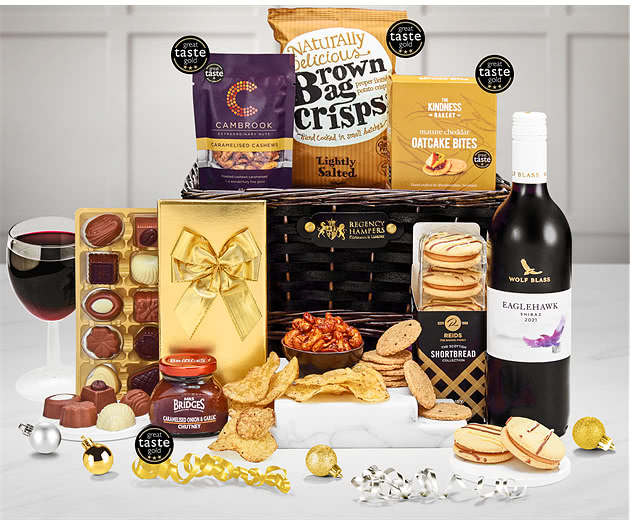Christmas Cheer Hamper With Red Wine