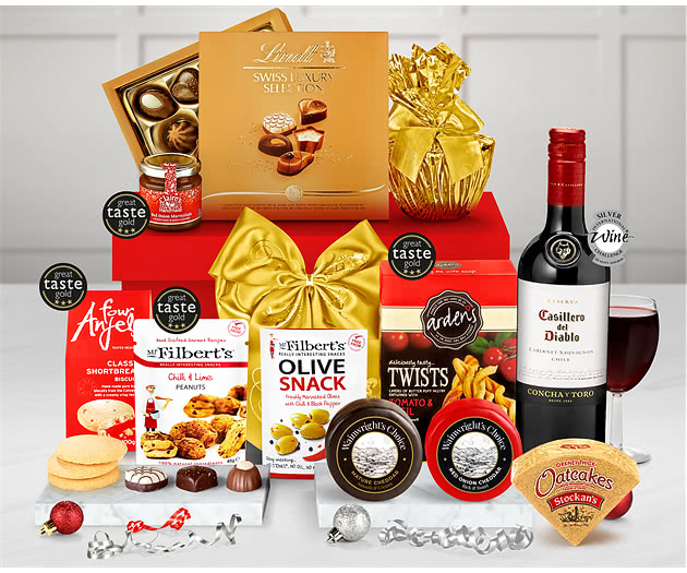 Connoisseur's Christmas Gift Box With Red Wine